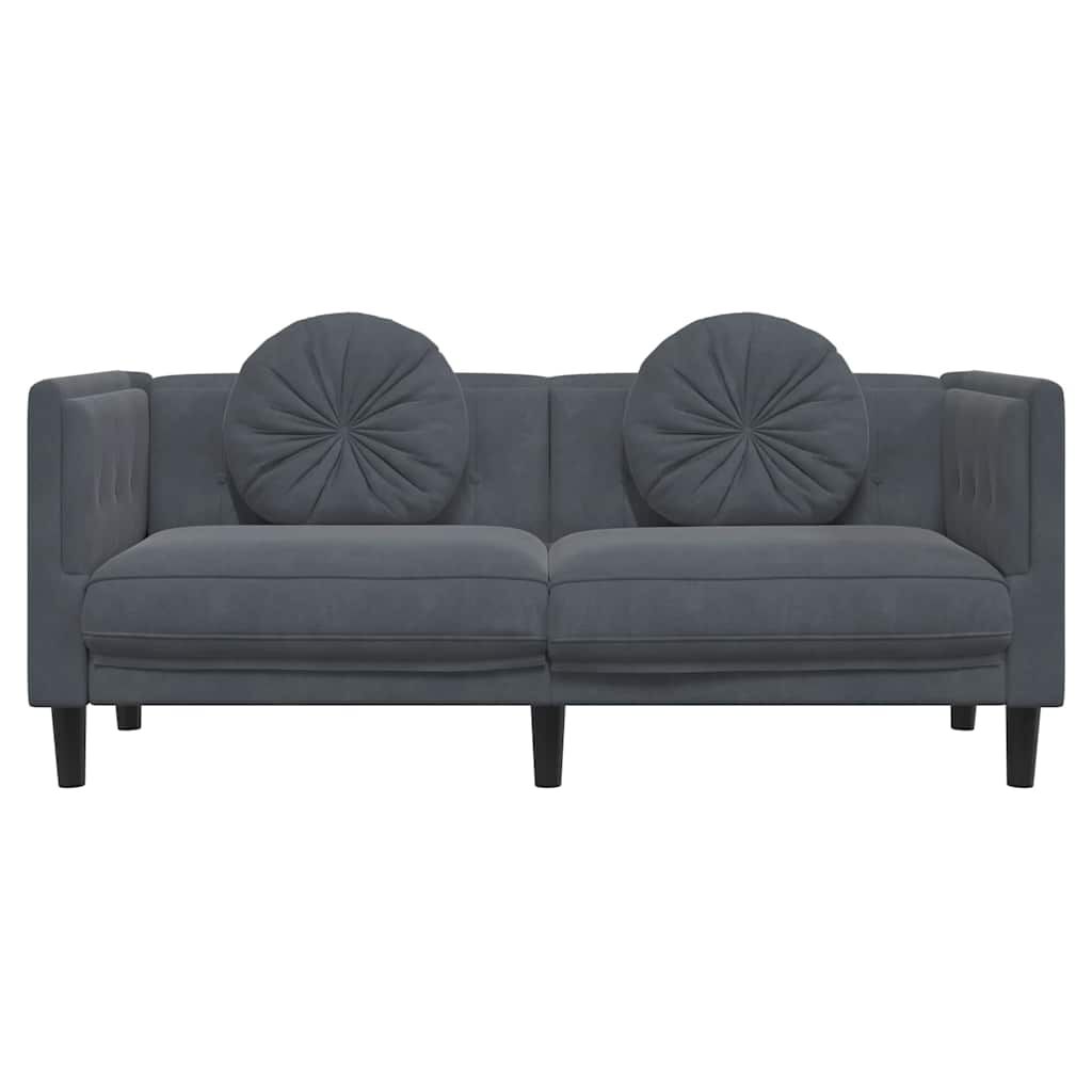 vidaXL Sofa with Cushions 2-Seater Dark Grey Velvet