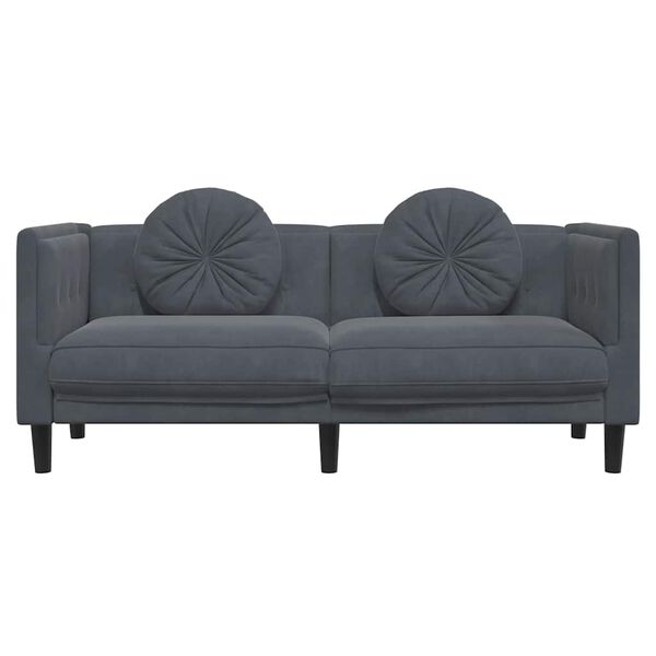 vidaXL Sofa with Cushions 2-Seater Dark Grey Velvet