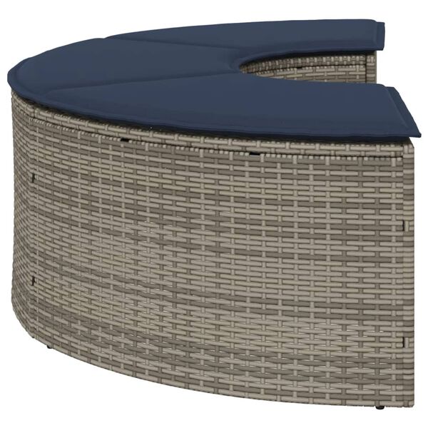 vidaXL Garden Footstool with Cushion Grey Poly Rattan