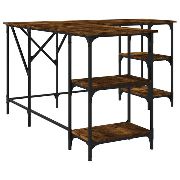 vidaXL Desk Smoked Oak 139x139x75 cm Engineered Wood