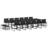 vidaXL 17 Piece Garden Dining Set with Cushions Black Textilene