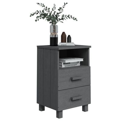 vidaXL Bedside Cabinet HAMAR Dark Grey 40x35x62 cm Solid Wood Pine