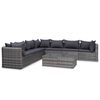vidaXL 10 Piece Garden Lounge Set with Cushions Poly Rattan Grey