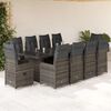 vidaXL 11 Piece Garden Bistro Set with Cushions Grey Poly Rattan
