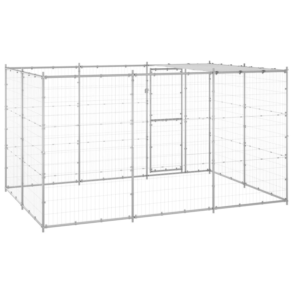 vidaXL Outdoor Dog Kennel Galvanised Steel with Roof 7.26 m²