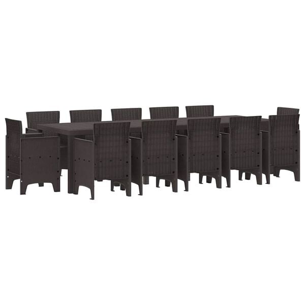 vidaXL Garden Dining Set 13 pcs Brown Poly rattan