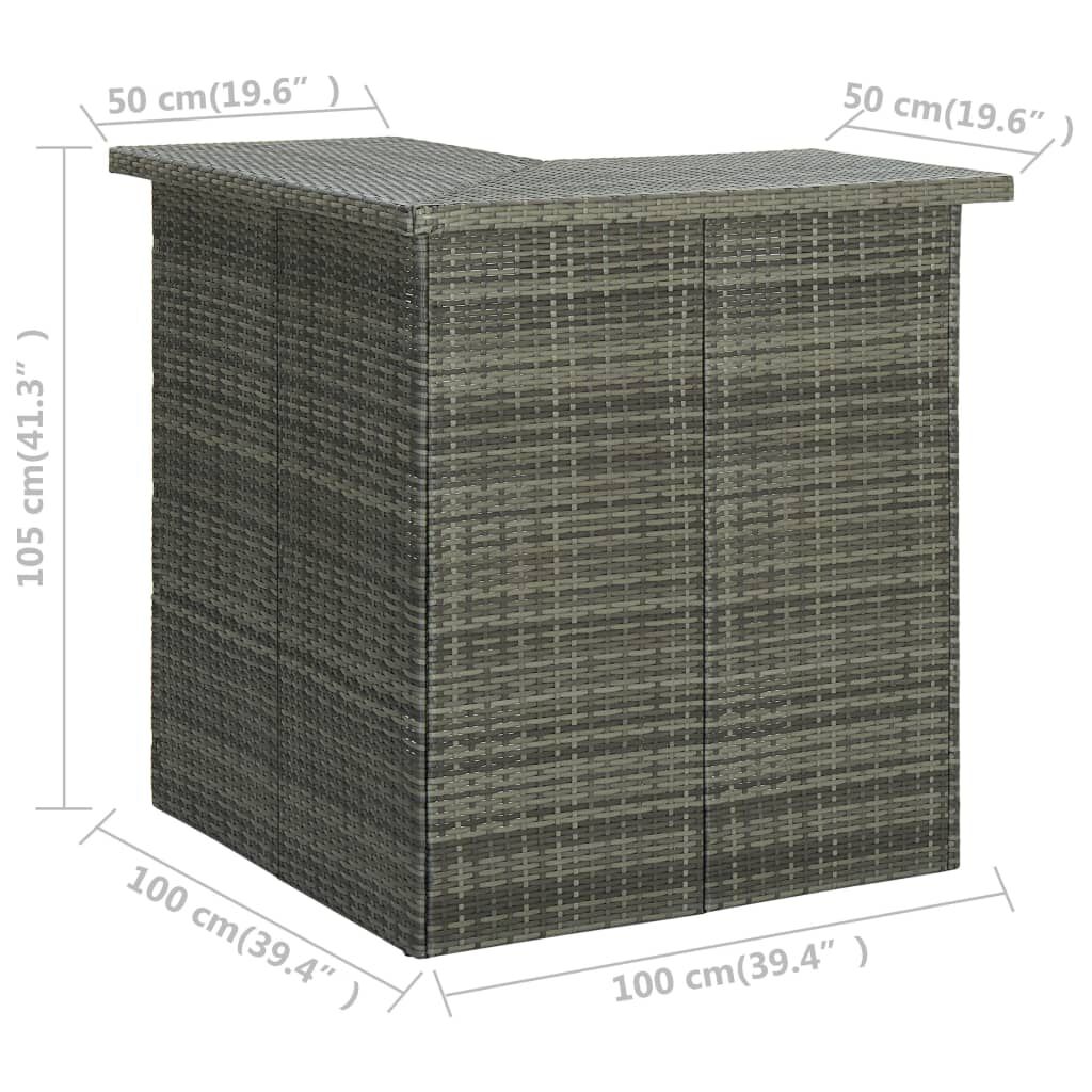 vidaXL 4 Piece Garden Bar Set with Cushions Poly Rattan Grey