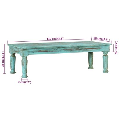 vidaXL Coffee Table 110x50x34 cm Solid Wood Reclaimed