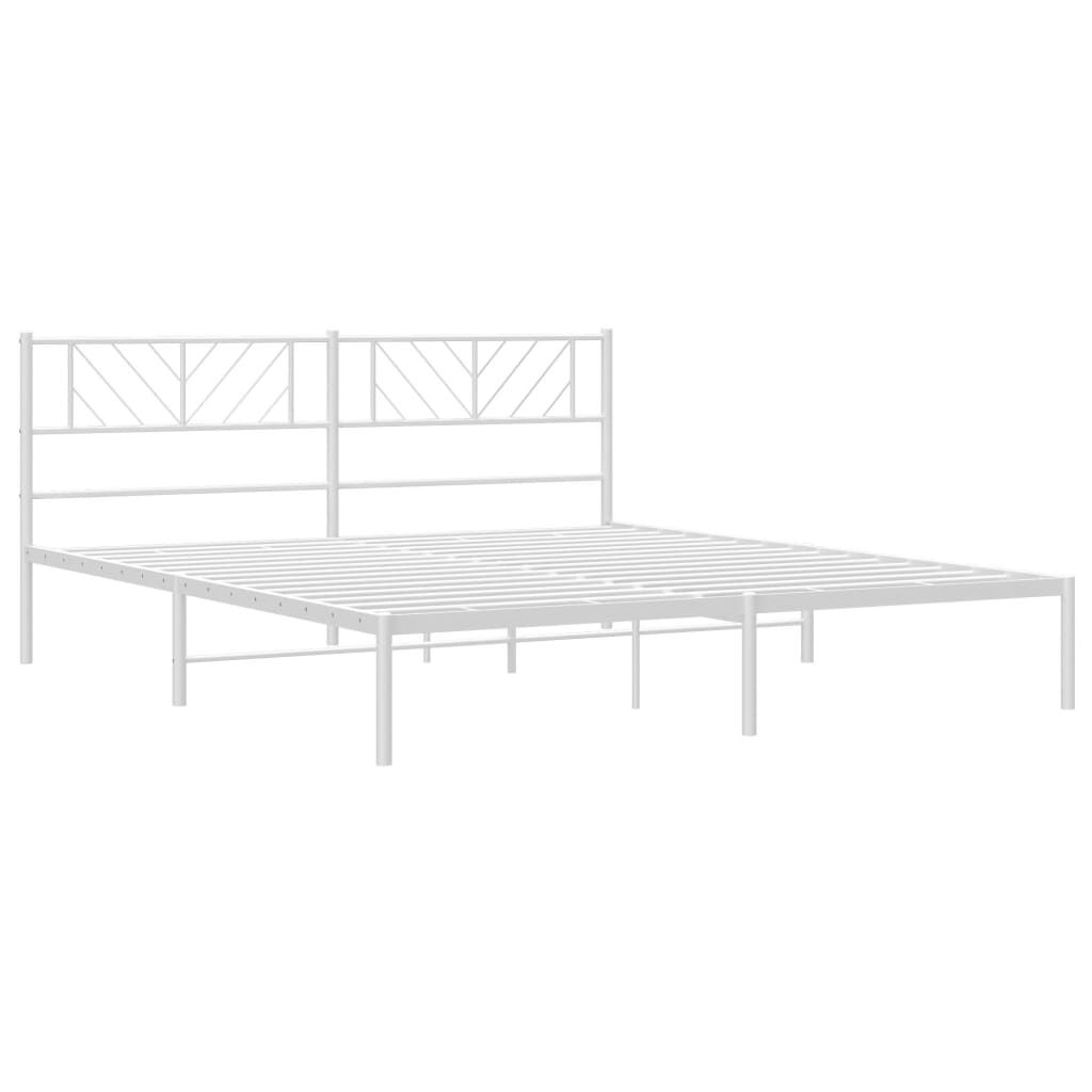 vidaXL Metal Bed Frame without Mattress with Headboard White 183x213cm