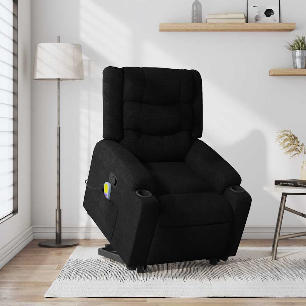 vidaXL Stand up Massage Recliner Chair Black Fabric