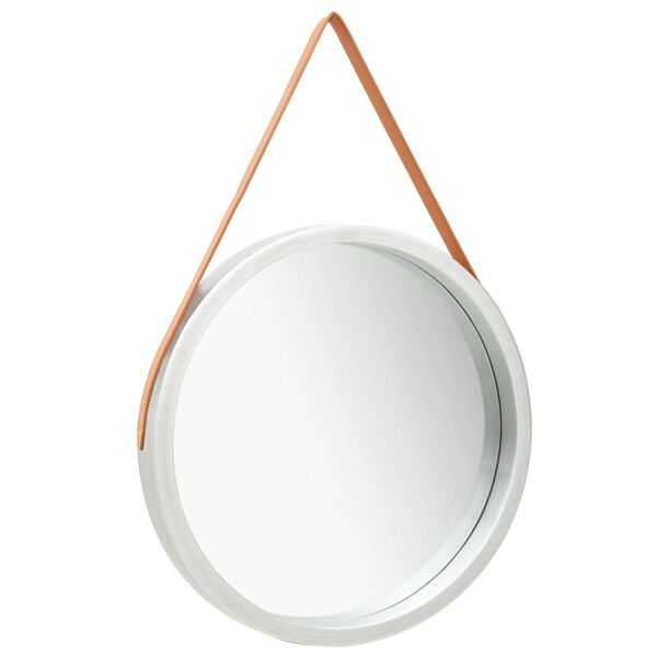 vidaXL Wall Mirror with Strap 60 cm Silver