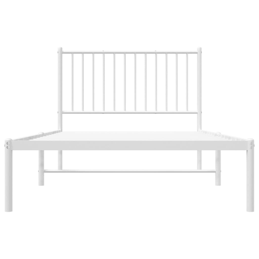 vidaXL Metal Bed Frame without Mattress with Headboard White 100x200cm