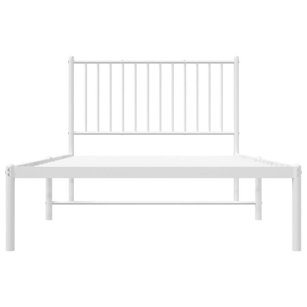 vidaXL Metal Bed Frame without Mattress with Headboard White 100x200cm