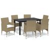 vidaXL 7 Piece Garden Dining Set with Cushions Poly Rattan Beige