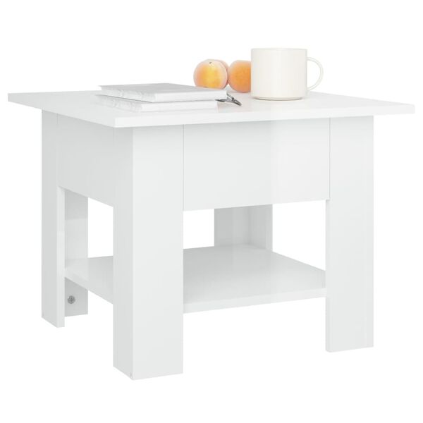 vidaXL Coffee Table High Gloss White 55x55x42 cm Engineered Wood