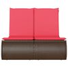 vidaXL Double Sun Lounger with Cushions Brown Poly Rattan