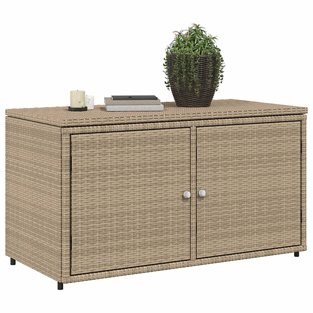 vidaXL Garden Storage Cabinet Beige 110x55x60.5 cm Poly Rattan