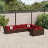 vidaXL 9 Piece Garden Sofa Set with Cushions Brown Poly Rattan