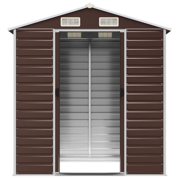 vidaXL Garden Shed Brown 191x130x198 cm Galvanised Steel