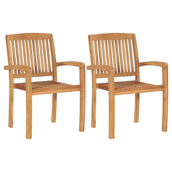 vidaXL Garden Chairs 2 pcs with Cream Cushions Solid Teak Wood