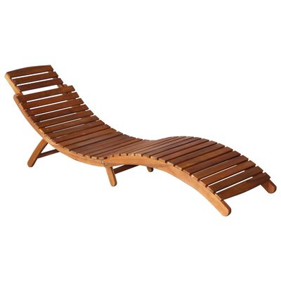 vidaXL Sunlounger with Table Solid Acacia Wood Brown