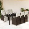 vidaXL 7 Piece Garden Bistro Set with Cushions Brown Poly Rattan