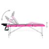 vidaXL 4-Zone Foldable Massage Table Aluminium Black and Pink