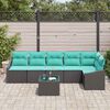vidaXL Garden Sofa Set 7 pcs Black and Turquoise Poly Rattan