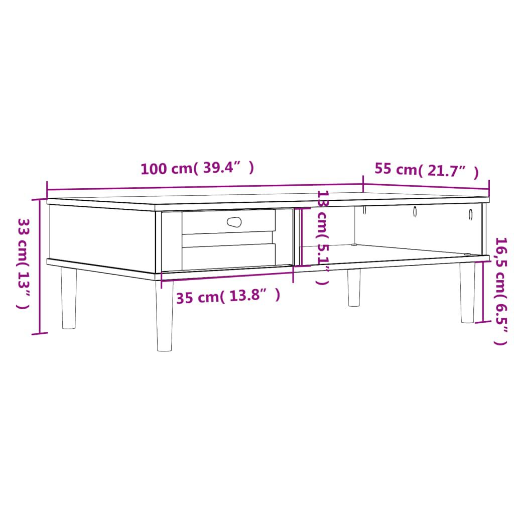 vidaXL Coffee Table SENJA Rattan Look Black 100x55x33 cm Solid Wood