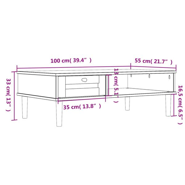 vidaXL Coffee Table SENJA Rattan Look Black 100x55x33 cm Solid Wood