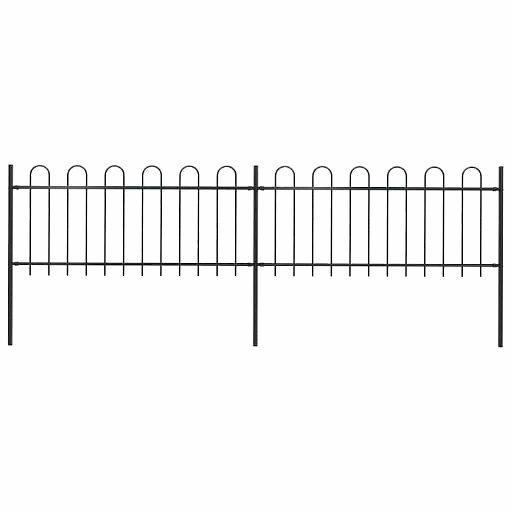 vidaXL Garden Fence with Hoop Top Steel 359x80 cm Black