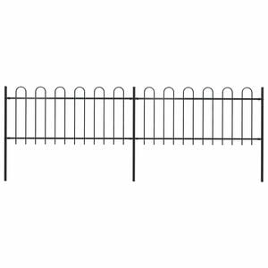 vidaXL Garden Fence with Hoop Top Steel 359x80 cm Black