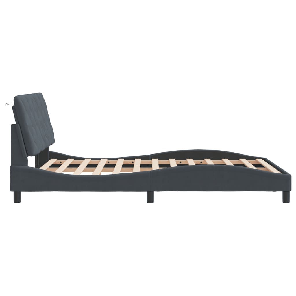 vidaXL Bed Frame with LED without Mattress Dark Grey 137x190 cm Velvet