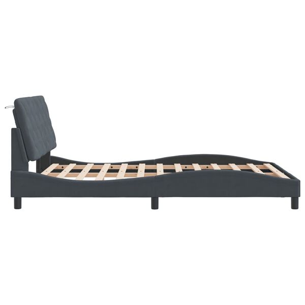 vidaXL Bed Frame with LED without Mattress Dark Grey 137x190 cm Velvet