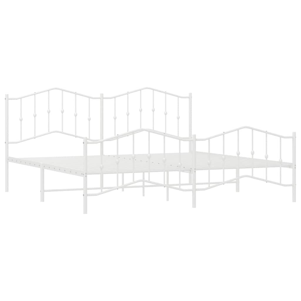 vidaXL Metal Bed Frame without Mattress with Footboard White 193x203cm