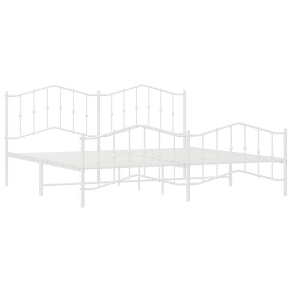 vidaXL Metal Bed Frame without Mattress with Footboard White 193x203cm