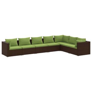 vidaXL 7 Piece Garden Lounge Set with Cushions Poly Rattan Brown