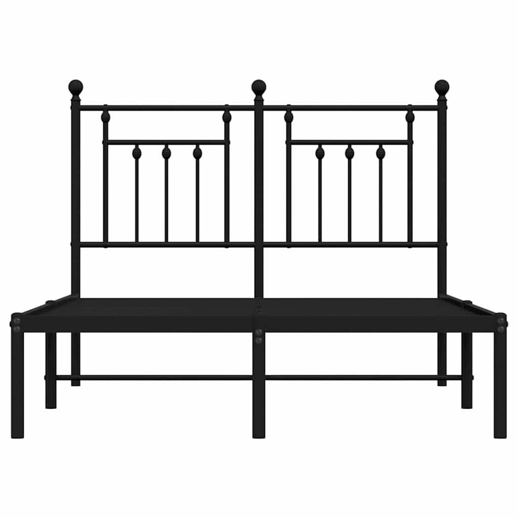 vidaXL Metal Bed Frame without Mattress with Headboard Black 135x190cm