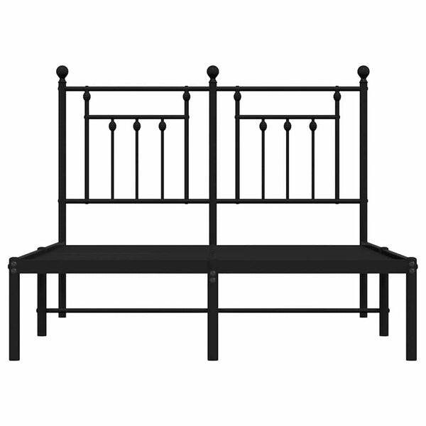 vidaXL Metal Bed Frame without Mattress with Headboard Black 135x190cm