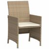 vidaXL 3 Piece Bistro Set with Cushions Beige Poly Rattan
