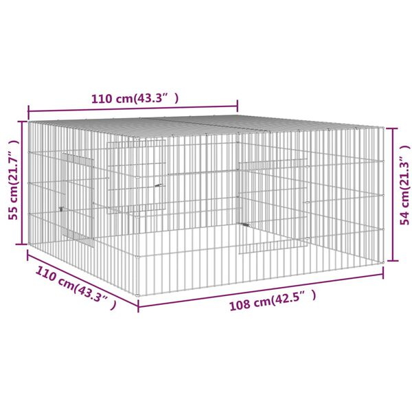 vidaXL Rabbit Cage 110x110x55 cm Galvanised Iron