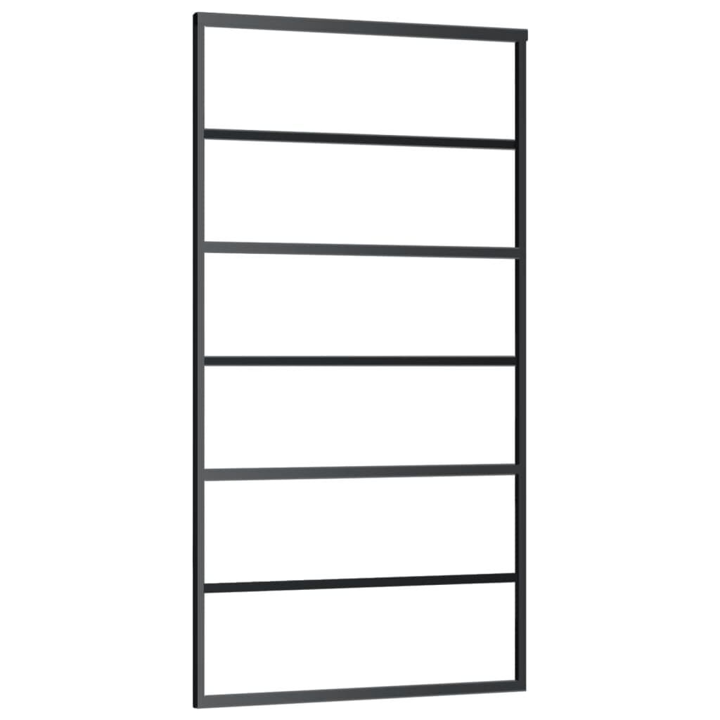 vidaXL Sliding Door ESG Glass and Aluminium 102x205 cm Black