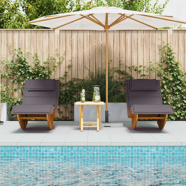 vidaXL Rocking Sun Loungers with Cushions 2 pcs Solid Wood Acacia