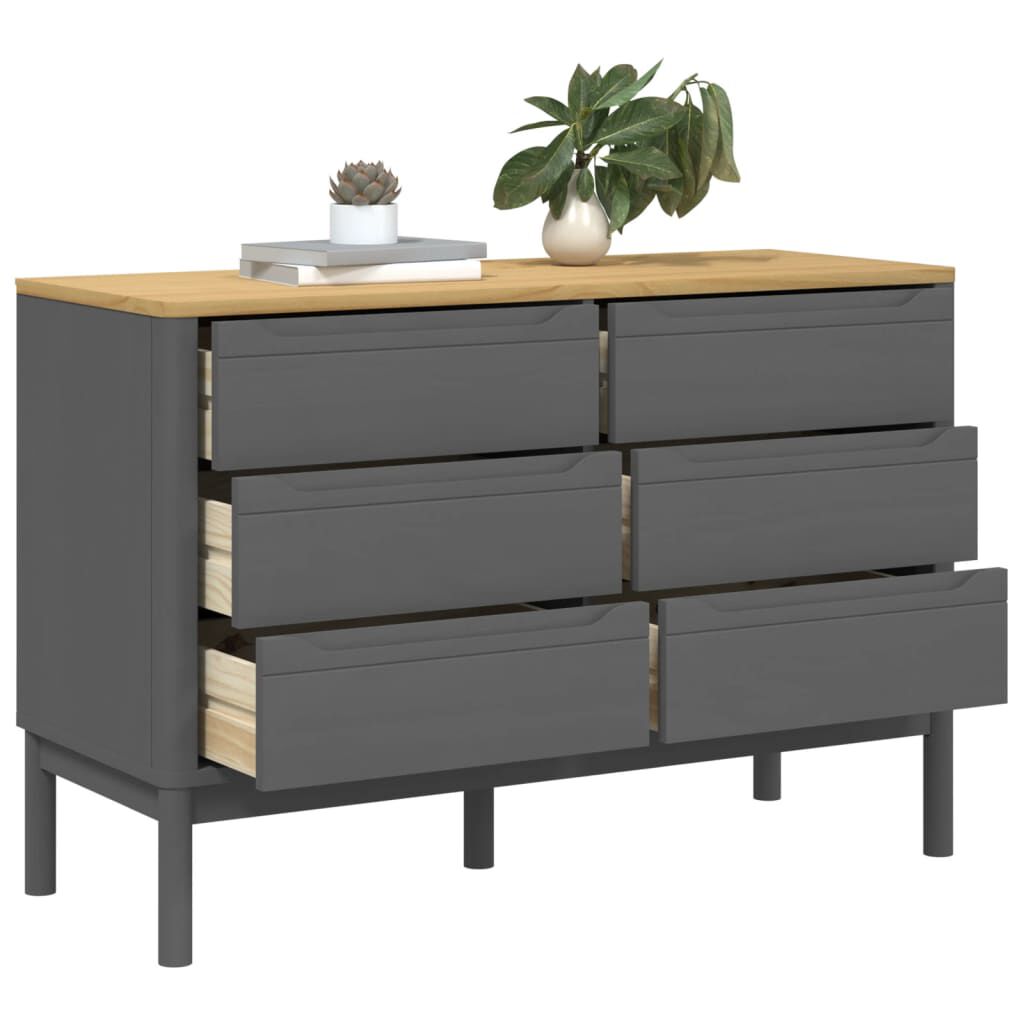 vidaXL Chest of Drawers FLORO Grey Solid Wood Pine