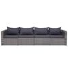 vidaXL 9 Piece Garden Lounge Set with Cushions Poly Rattan Grey