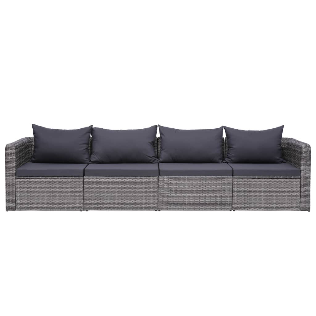 vidaXL 9 Piece Garden Lounge Set with Cushions Poly Rattan Grey