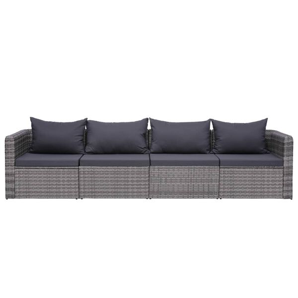 vidaXL 9 Piece Garden Lounge Set with Cushions Poly Rattan Grey