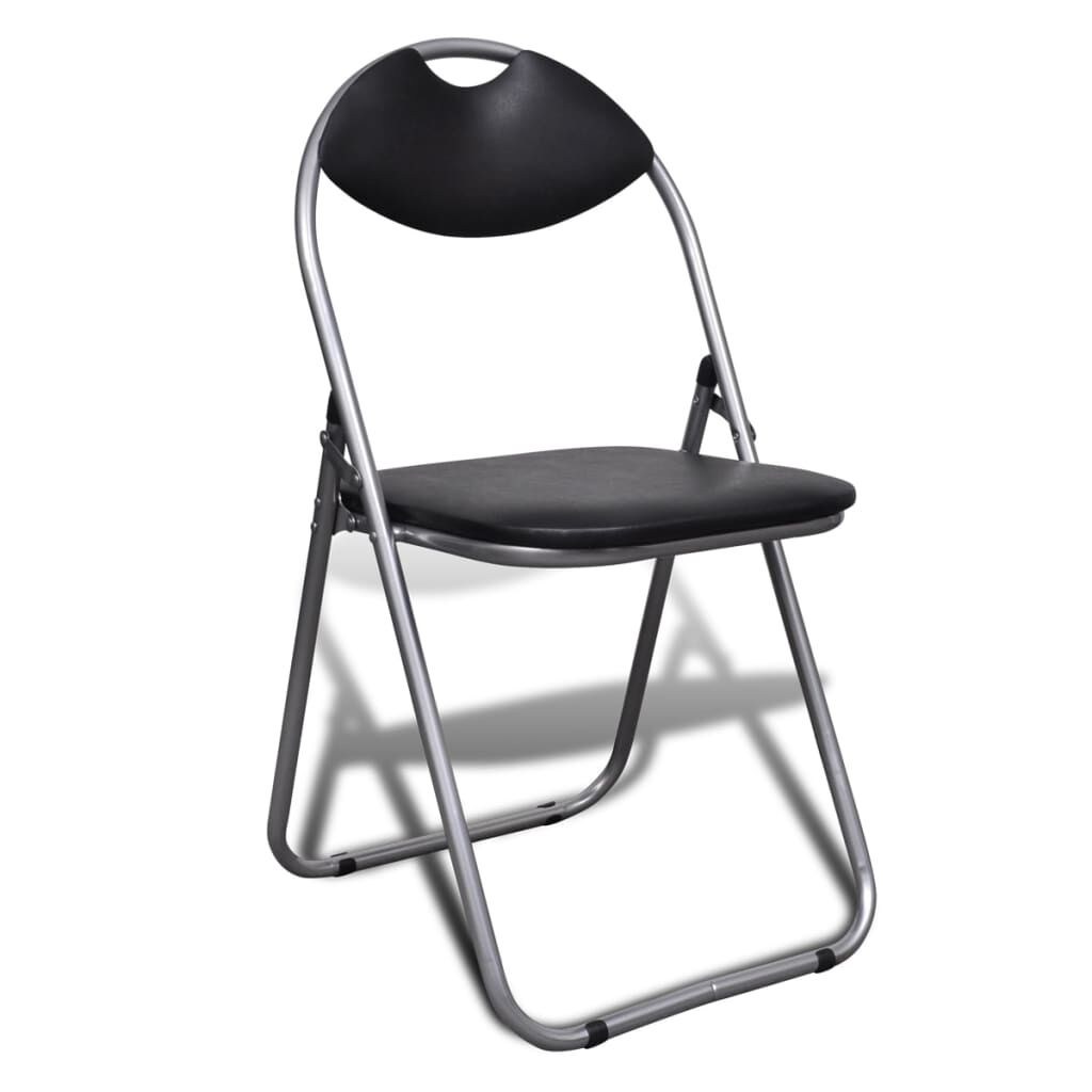 vidaXL Folding Dining Chairs 6 pcs Black Faux Leather and Steel