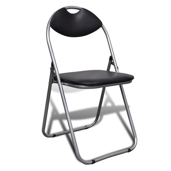 vidaXL Folding Dining Chairs 6 pcs Black Faux Leather and Steel