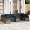 vidaXL Sofa Set with Cushion 11 pcs Grey Poly Rattan